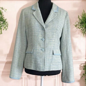 Pendleton Silk Tweed Blazer Jacket Blue Green Size 6
